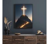 lianyibo Peinture à l'huile sur toile représentant une croix chrétienne moderne, décoration murale, affiche de Jésus, idéale pour la décoration de la maison, 20 x 30 cm, sans cadre