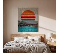 lianyibo Retro Coucher de soleil Toile murale Abstrait Paysage Affiche Avec Océan View Minimaliste Striped Sun Imprimé Pour Décoration maison (20x30cm/Sans cadre)