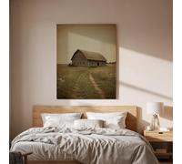 lianyibo Rustique Barn Toile murale, Vintage Maison de ferme Paysage Imprimé, Campagne Road Rural Décoration Pour Salon, Chambre à coucher (60x80cm/Cadre intérieur)