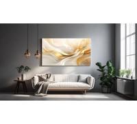 lianyibo Tableau abstrait doré sur toile impression abstraite sur toile affiche aux couleurs pastel modernes décoration du salon (70 x 140 cm/cadre intérieur)