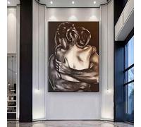 lianyibo tableau abstrait moderne sur toile représentant un couple enlacé, une œuvre d'art romantique à imprimer pour la décoration de la chambre ou du salon (30 x 40 cm/sans cadre)