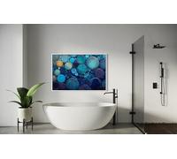 lianyibo Tableau abstrait « Rochers bleus » pour salle de bain, impression sur toile « Pierre océanique », œuvre d'art moderne d'inspiration côtière pour la décoration (80 x 120 cm/cadre intérieur)