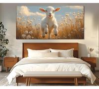 lianyibo Tableau imprimé sur toile représentant d'adorables chevreaux, affiche chevreau, décoration murale style ferme, art mural chèvres (55 x 110 cm/sans cadre)