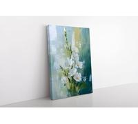 lianyibo Tableau imprimé sur toile représentant un bouquet de fleurs blanches délicates | Décoration florale élégante pour salon, salle de bain ou bureau (70 x 100 cm/cadre intérieur)