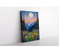 lianyibo Tableau imprimé sur toile représentant une vallée de montagne et des fleurs sauvages | Décoration murale botanique représentant un paysage sauvage et naturel (30 x 40 cm/cadre intérieur)