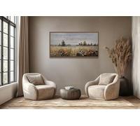 lianyibo Tableau mural Psaume 18:19, Il m'a fait sortir dans un lieu spacieux, Impression sur toile avec verset biblique, Décoration de champ de fleurs sauvages (40x80cm/cadre intérieur)