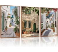 lianyibo Tableau mural vintage représentant un paysage champêtre, peinture sur toile moderne d'une rue européenne, impression d'art de paysage naturel pour le salon (40 x 60 cm x 3 / cadre intérieur)