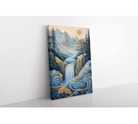 lianyibo Tableau mural Zen Waterfall, impression sur toile représentant un paysage de montagne paisible pour la méditation ou le yoga, décoration artistique nature (50x75cm/cadre intérieur)