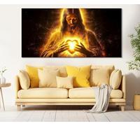 lianyibo Tableau représentant le Sacré-Cœur de Jésus, impression sur toile de Jésus-Christ, décoration murale chrétienne, impression sur toile de Jésus (40 x 80 cm/sans cadre)