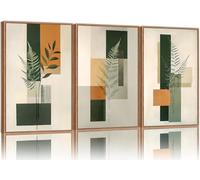 lianyibo Tableau sur toile à motif de feuilles de fougère vert sauge, décoration murale abstraite bohème, impression d'art botanique moderne et neutre pour salon (30 x 40 cm x 3 / sans cadre)