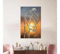 lianyibo Tableau sur toile « Amoureux », œuvre d'art esthétique moderne, affiche imprimée représentant un couple romantique, décoration pour chambre ou salon (80 x 120 cm/cadre intérieur)