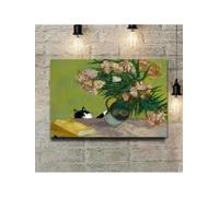 lianyibo Tableau sur toile, Chat tuxedo avec vase - Décoration murale pour la maison, le salon ou la chambre (30 x 40 cm/cadre intérieur)