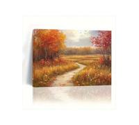 lianyibo Tableau sur toile « Chemin forestier d'automne », peinture de paysage automnal, impression d'un paysage champêtre paisible pour le salon (60 x 80 cm/sans cadre)
