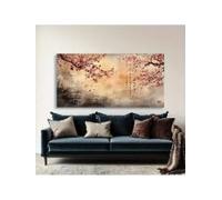 lianyibo Tableau sur toile d'inspiration japonaise représentant des fleurs de cerisier - Affiche florale minimaliste moderne décoration du salon ou du bureau (60 x 120 cm/cadre intérieur)