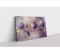 lianyibo Tableau sur toile imprimé de fleurs violettes et dorées | Décoration florale élégante pour salon, bureau ou salle de bain (70 x 110 cm/sans cadre)
