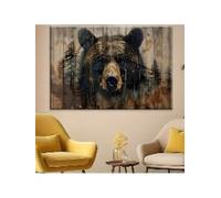 lianyibo Tableau sur toile représentant un ours brun (30 x 40 cm, cadre intérieur inclus), idéal pour décorer un salon, une chambre ou un bureau