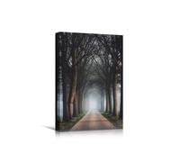 lianyibo Tableau sur toile représentant un paysage brumeux et paisible avec un chemin bordé d'arbres (80 x 120 cm, sans cadre), décoration murale élégante pour la maison