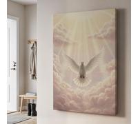lianyibo Tableau sur toile représentant une colombe du Saint-Esprit peinture chrétienne lumineuse décoration spirituelle paisible pour inspirer votre intérieur (70 x 100 cm/sans cadre)