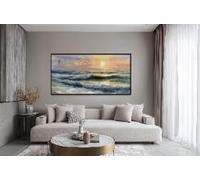 lianyibo Tableau « Tout va bien pour mon âme », impression paisible d'un paysage marin chrétien, décoration biblique pour salon côtier (55 x 110 cm/cadre intérieur)