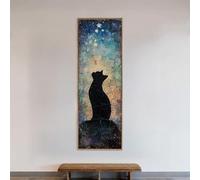lianyibo Toile artistique représentant un félin céleste | Impression à effet craquelé | Décoration murale bohème pour chambre | Décoration animale éthérée sous crépusculaire (60 x 180 cm/Sans cadre)