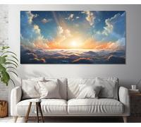 lianyibo Toile imprimée Ciel abstrait, Décoration murale Nuages, Peinture de paysage minimaliste sur toile, Décoration pour salon (80x160cm/cadre intérieur)