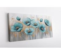 lianyibo Toile imprimée Fleurs turquoise | Décoration murale florale affiche botanique moderne pour salon et chambre (50 x 100 cm/sans cadre)