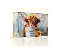 lianyibo toile imprimée représentant une adorable vache des Highlands, style rustique,la décoration du salon ou de la chambre (50 x 70 cm, sans cadre).