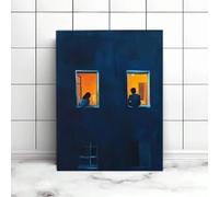 lianyibo Toile murale moderne 1 pièce - Impression unique de silhouettes bleues et orange, pour salon, chambres et bureaux (40 x 60 cm, sans cadre)