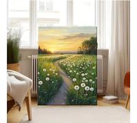 lianyibo toile murale représentant un champ de pissenlits luxuriants et un coucher de soleil, paysage de chemin sinueux, décoration d'intérieur, 60 x 80 cm, sans cadre
