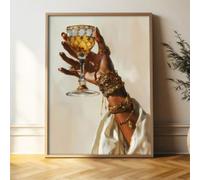 lianyibo Toile murale représentant une élégante dame et un magnifique verre à vin, décoration d'intérieur moderne, 40 x 60 cm, sans cadre