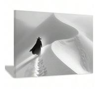 lianyibo toile représentant une figure mystérieuse en cape noire sur une dune du désert, affiche minimaliste et mystique, décoration d'intérieur (40 x 60 cm, sans cadre)