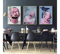 lianyibo Yue Minjun Homme riant Modem Peintures sur toile décorées pour la maison, affiches d'art mural, peinture de personnage, pour salon 40x50cmx3 Sans cadre