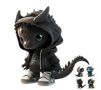 LIANZA Figurines de Dragon Cool, Sculpture de Dinosaure Mignonne, Statue de Dragon en résine, décorations de Bureau, Cadeau de créativité Unique pour Enfants et Hommes et Femmes (Black)