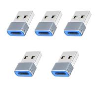 Liaoan Lot de 5 adaptateurs USB-A vers USB-C, convertisseur d'écrou de type C vers chargeur A pour téléphone portable 17 chargeurs, Ultra SE 9 10, Handy 17 Pro Max 16 15, S25 Ai rPods