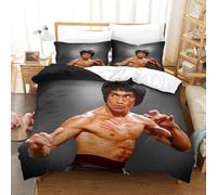 LIAOHENKAN Bruce Lee pour Adultes Et Enfants Housses De Couettes Housse De Couette 3D Imprimé Chinese Kung Fu Parure De Lit avec Taies Microfibr E avec Fermeture À Glissière 3 Pièces King(220x240cm)