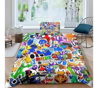 LIAOHENKAN Rainbow Friends Housse De Couette pour Adultes Et Enfants Housses De Couettes 3D Imprimé Games Parure De Lit Microfibr avec Taies E avec Fermeture À Glissière 2 Pièces Single(135x200cm)
