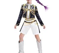 LIAOPUFUS Fille Nouveau Demon Pop Singer Hunters Costume Stage Outfit Set Halloween Cosplay Dress Up Pour Enfant 4-14 ans(4-noirA,150)