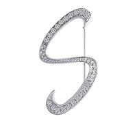 LiaSun A-Z Lot de 26 broches en métal plaqué argent avec initiale en cristal transparent et pierre synthétique