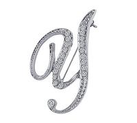 LiaSun A-Z Lot de 26 broches en métal plaqué argent avec initiale en cristal transparent et pierre synthétique