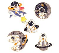 Liasun Ensemble de broches amusantes en émail - Broche astronaute et baleine pour vêtements, sacs, sac à dos pour femme, Métal, Pas de gemme