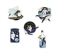 Liasun Ensemble de broches amusantes en émail - Broche astronaute et baleine pour vêtements, sacs, sac à dos pour femme, Métal, Pas de gemme