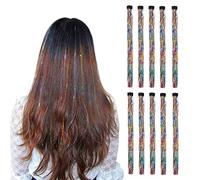 LiaSun Lot de 10 extensions de cheveux à paillettes multicolores