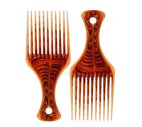 LiaSun Lot de 2 peignes à cheveux afro lisses ambrés pour cheveux bouclés, épais, moyens et longs, poils du visage (ambre)