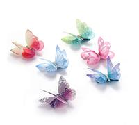 Liasun Lot de 6 barrettes à cheveux en organza coloré en forme de papillons en mousseline de soie et ailes de fée - Ruban enroulé clips barrettes cheveux accessoires multicolore