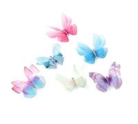 Liasun Lot de 6 pinces à cheveux en organza 3D colorées en forme de papillon - Ailes de fée en mousseline de soie - Barrettes enveloppées de ruban - Accessoires de cheveux pour femmes et filles