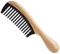 Liasun Peigne à cheveux fait à la main avec dents fines - Antistatique 100 % naturel - Bois de santal vert - Peigne démêlant pour homme et femme - Épais - Bouclés - Droites et ondulés