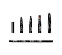 Liasun Pinceaux de maquillage multifonction 4 en 1 - Design amusant - Pinceau à blush, pinceau à fard à paupières, pinceau à sourcils biseauté, pinceau estompeur pour femmes et filles (noir)