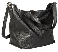 LIATALIA - ADAL - Élégant sac à main pour femme en véritable cuir italien - modèle Hobo/Fourre-tout - Noir