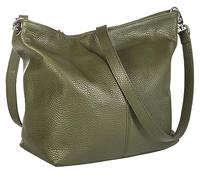LiaTalia ADAL Sac à bandoulière en cuir grainé souple pour femme Taille moyenne 100 % cuir italien, vert olive, Medium