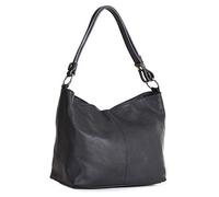 LiaTalia Sac en cuir italien véritable unique Bandoulière réglable Sac de taille moyenne avec sac de protection anti-poussière - Emmy - Noir - noir,